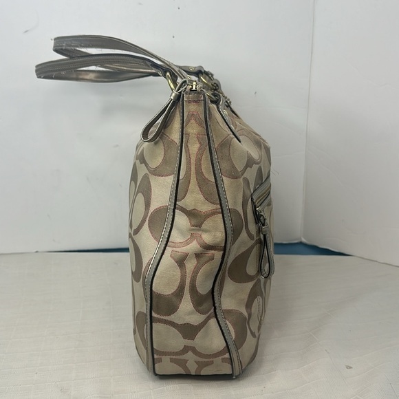 Coach 22455 Poppy Signature Metallic Outline Hallie Tote - Picture 4 of 10